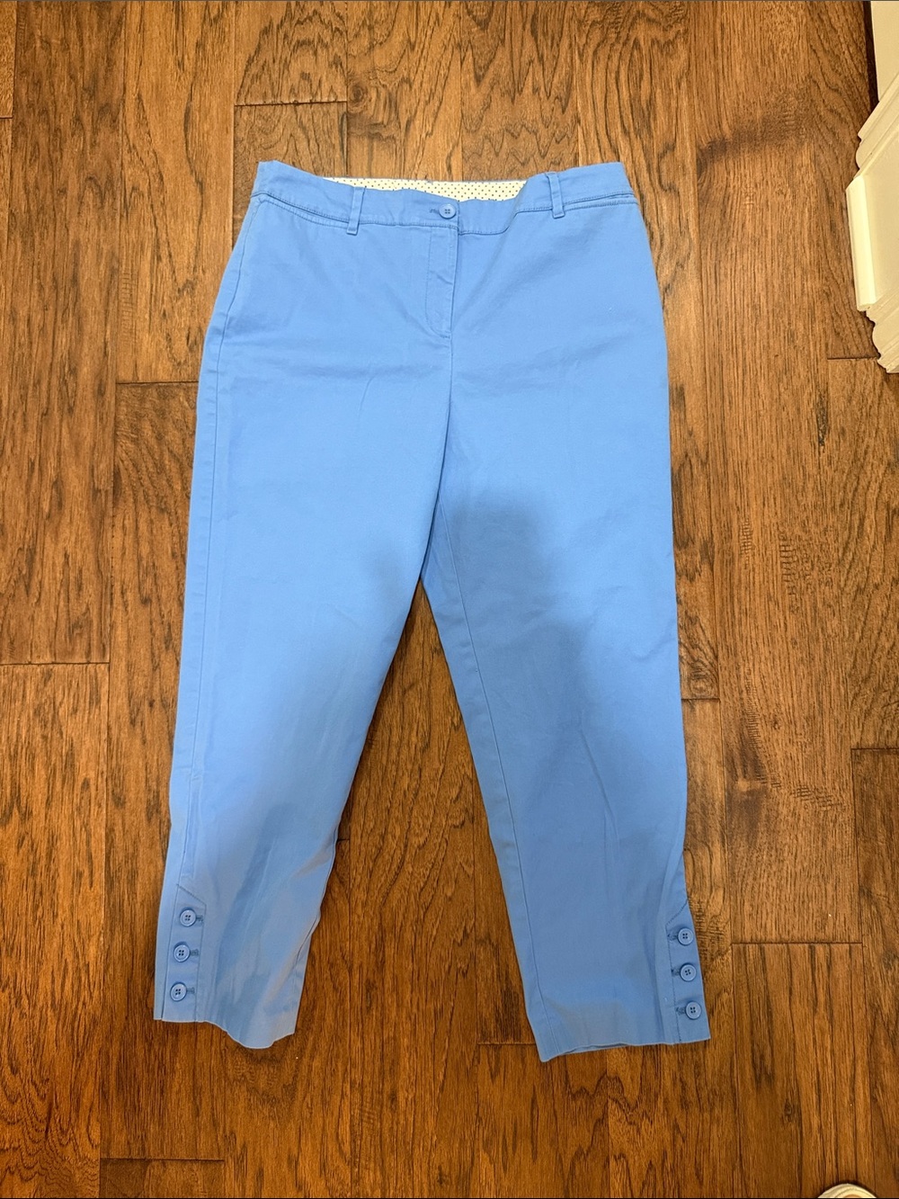 Talbots Blue Cropped Button-Hem Capris - Size 10